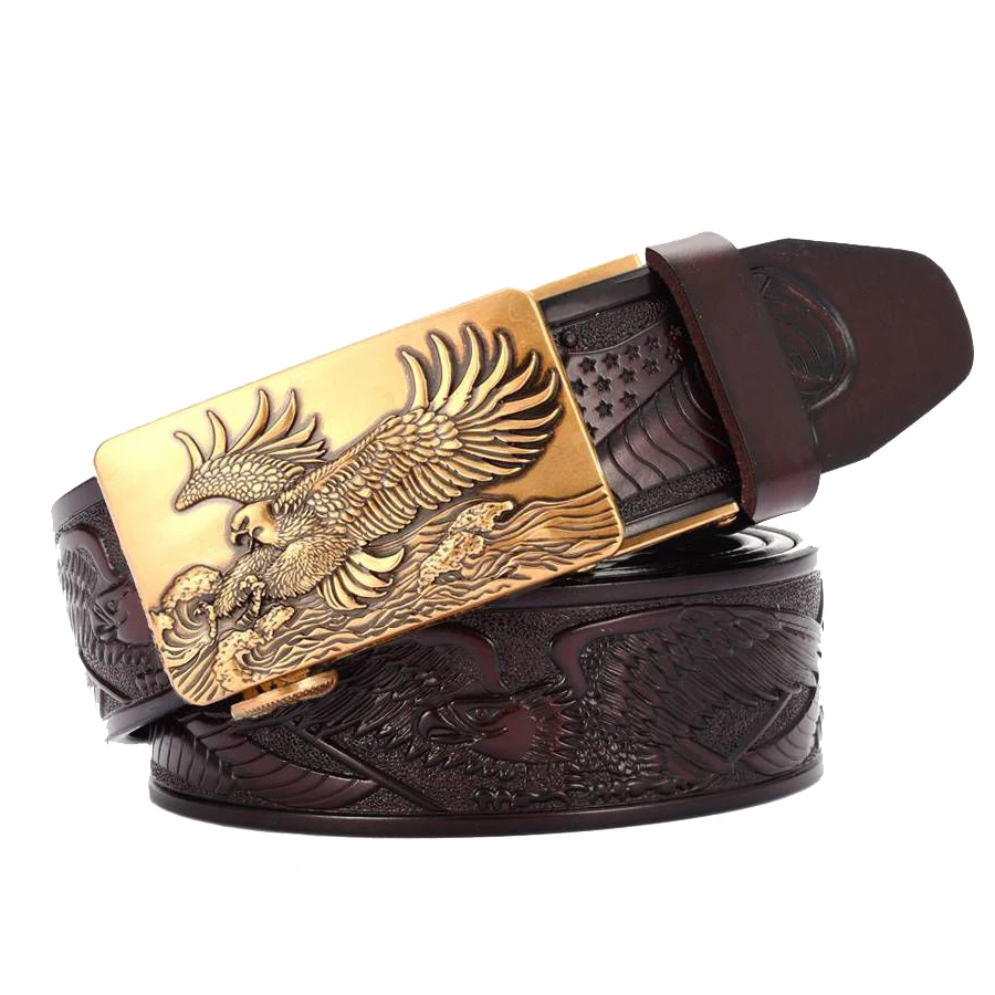 

Genuine Leather Belts for Men Automatic Buckle 35mm Ratchet Belts Casual Leather Belt Length:110-125cm