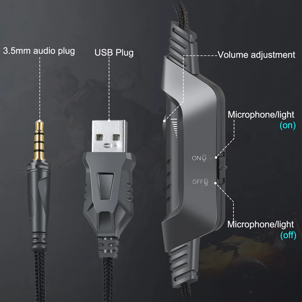 ONIKUMA K6 игровая гарнитура с микрофоном шлем ПК геймерские басовые стереонаушники
