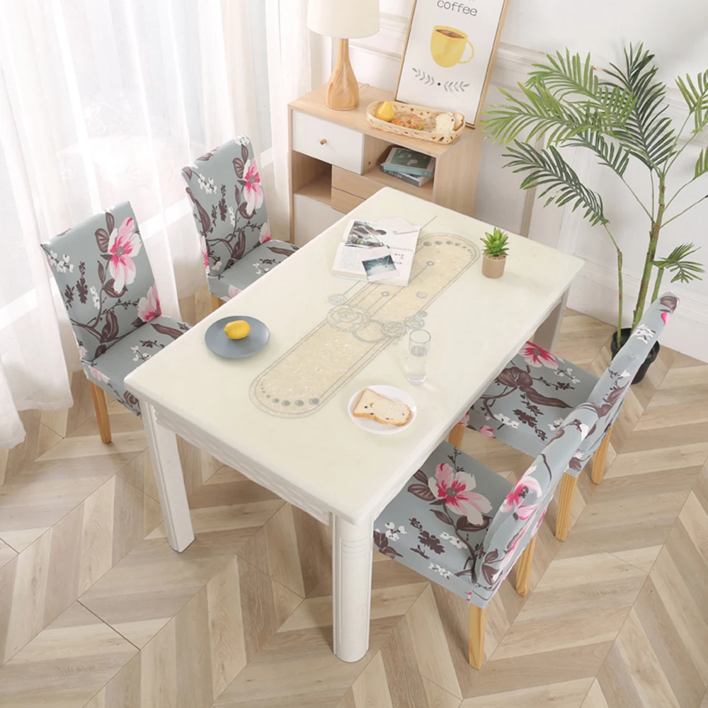 Чехлы на стулья из спандекса с цветочным принтом сменные растягивающиеся чехлы