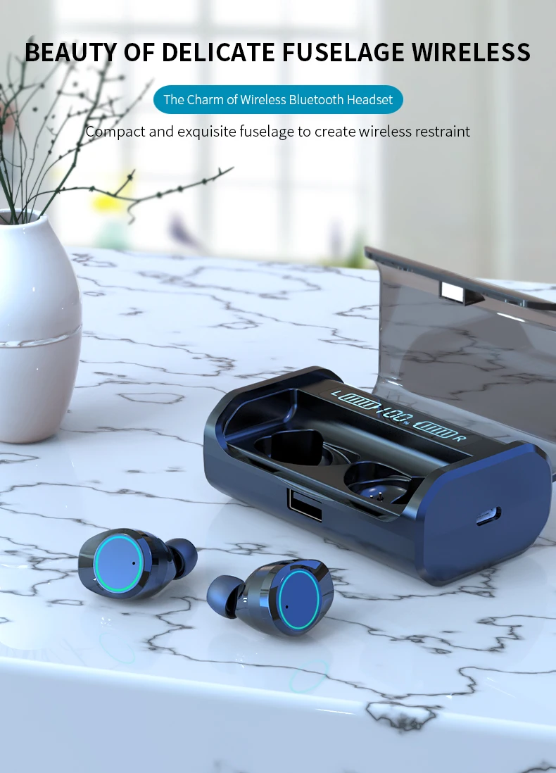 LYMOC двойной светодиодный дисплей беспроводные наушники Bluetooth 5,0 гарнитуры TWS наушники стерео микрофон громкой связи зарядное устройство для IPhone samsung