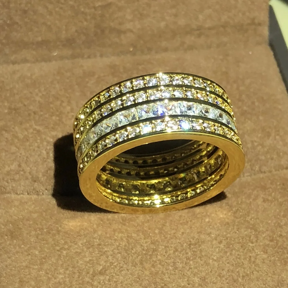 Женское золотое кольцо 14 карат свадебные кольца с вырезами принцессы цвет белый