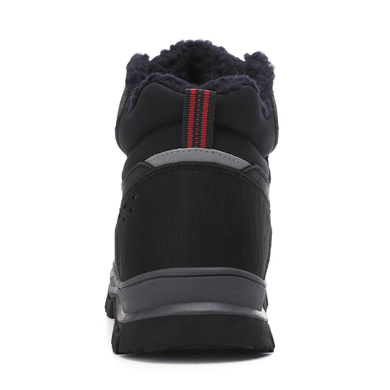 Мужские кожаные ботинки BTMOTTZ черные повседневные рабочие с теплым мехом