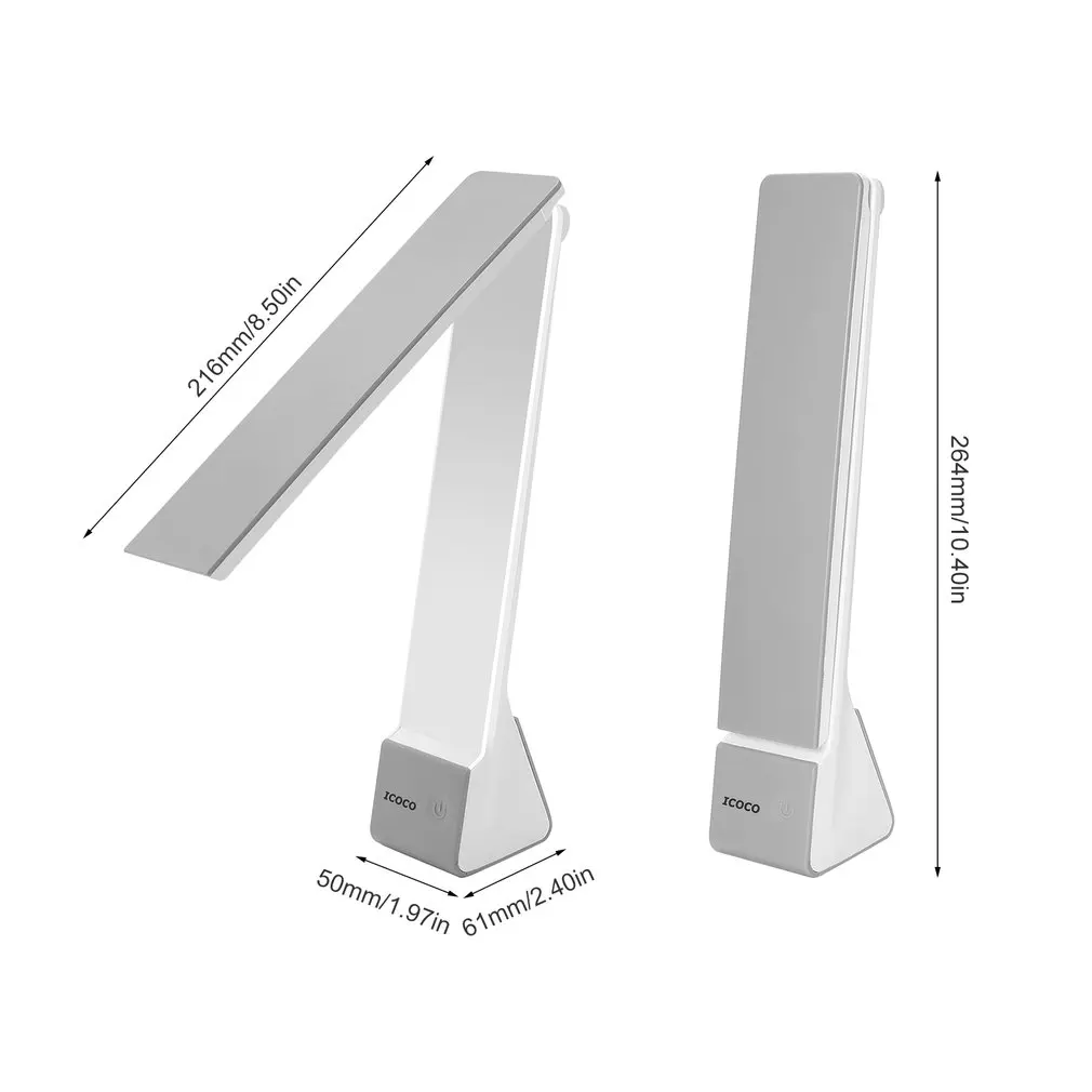 

ICOCO Foldable Portable 2700-6500K PC Cover Fashionable Design Eye-protection Touch Switch LED Charging Folding Table Lamp