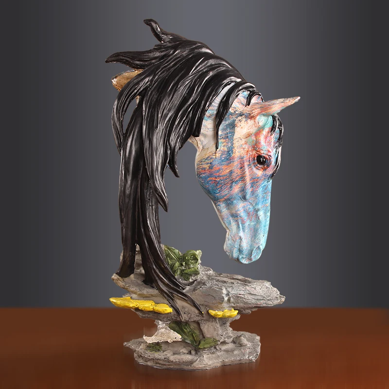 

Современная Скандинавская скульптура с головой слона, оленя, животных, лошади, коровы, орла, статуэтка, креативные изделия из смолы, украшен...