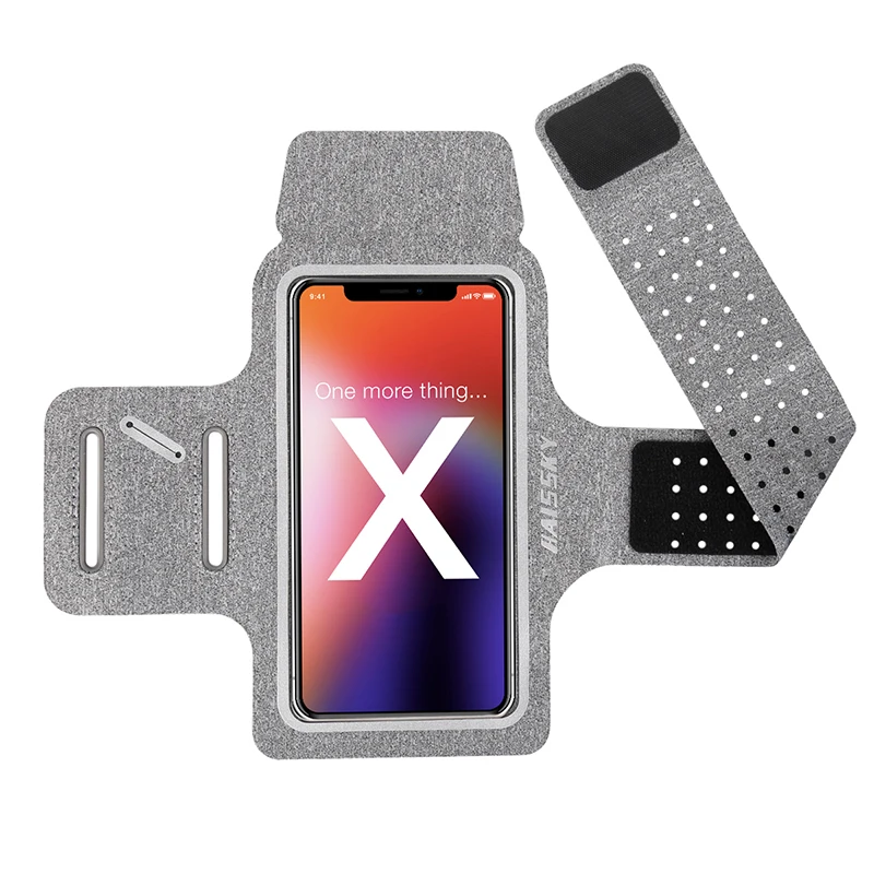 Grey Haissky водонепроницаемый спортивный нарукавник для iPhone 11 11 Pro Max X 6 7 8 Plus 6,7 дюймов Универсальный нарукавный чехол для samsung S10 A70 A50 - Цвет: Grey