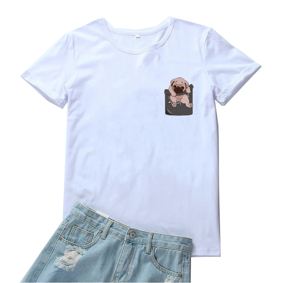 

Hold Onto Tee Shirt Femme Cute Cartoon Puppy Pattern Women T-shirts White Casual T Shirt Women Kawaii Print Pokemon Women Tshirt