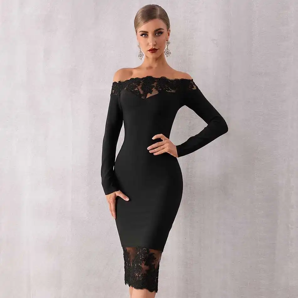 Seamyla, новинка, женское Бандажное платье, Vestidos, с вырезом лодочкой, кружевное, для знаменитостей, вечерние, сексуальное, винно-красное, черное, облегающее, Клубное платье