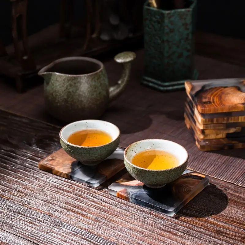 Resin Tableware Non-Slip Insulation Mat Coasters Square Thicken Cup Mats Pads Heat-insulated Bowl Placemat Home Decor Desktop | Дом и сад