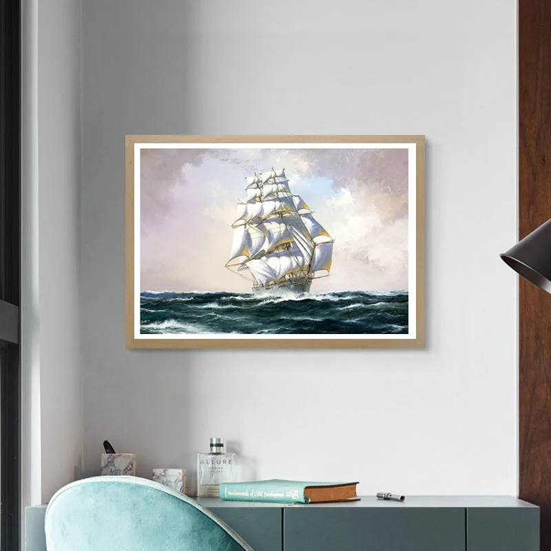 5D DIY Алмазная картина полный квадратный/круглый дрель "Морская Лодка" волна корабль вышивка крестиком подарок домашний Декор подарок