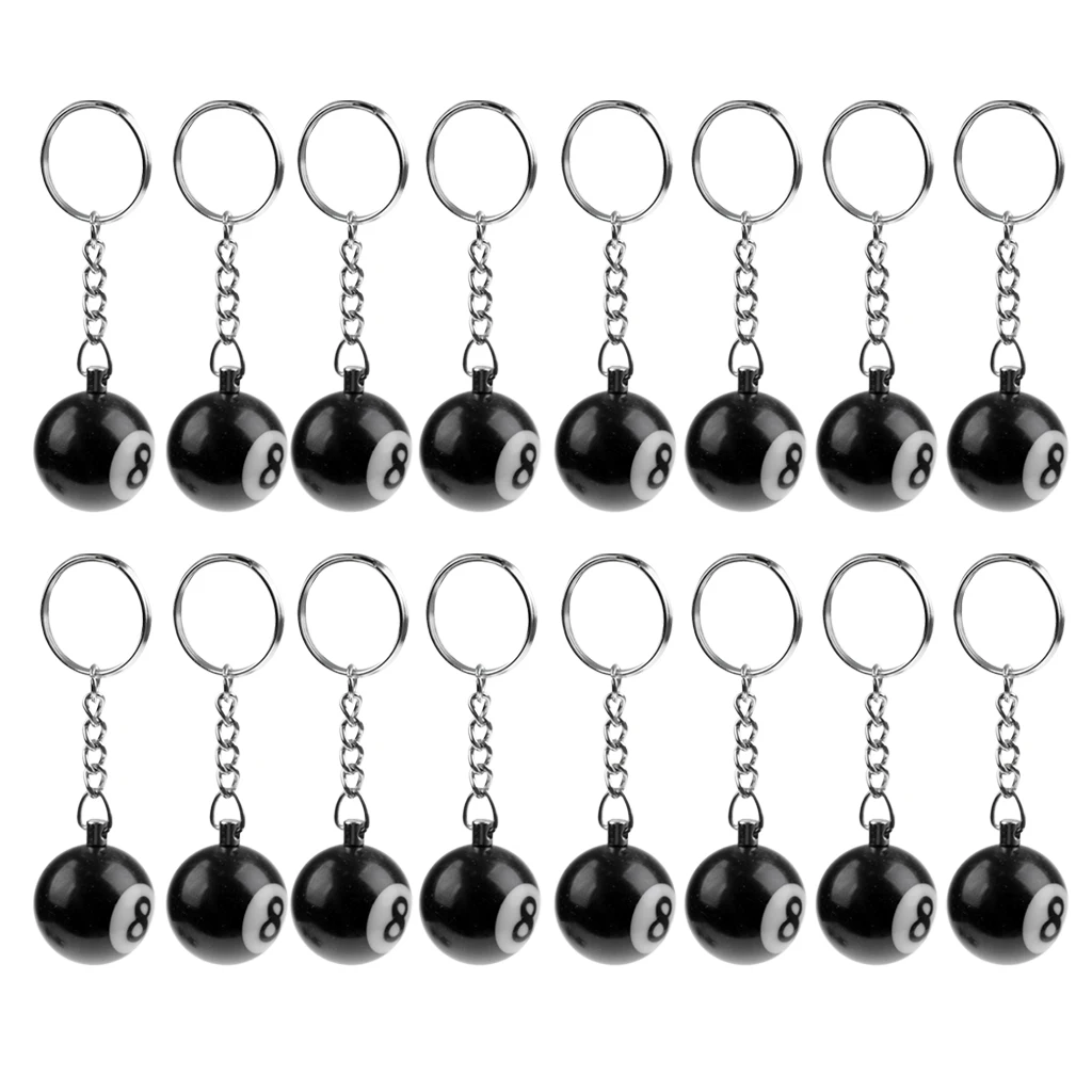 

16 Pack Billiard Pool Keychain Snooker Table Ball Key Gift Lucky NO.8