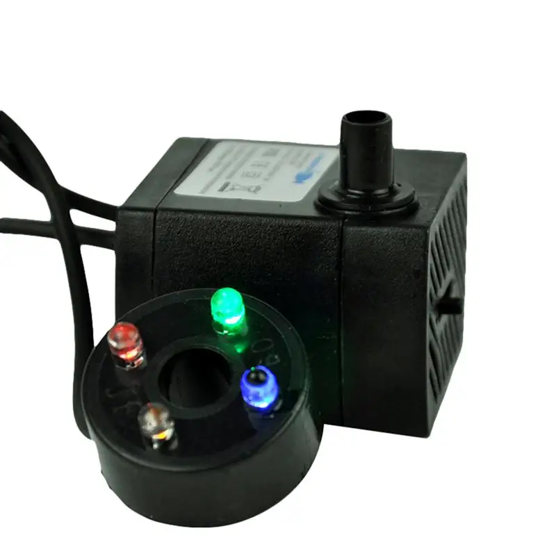 

3W Powerful Submersible Water Pump with LED Light Adjustable Water Flow for Fountains Ponds Aquarium Fish Tank Statuary(EU Plug)