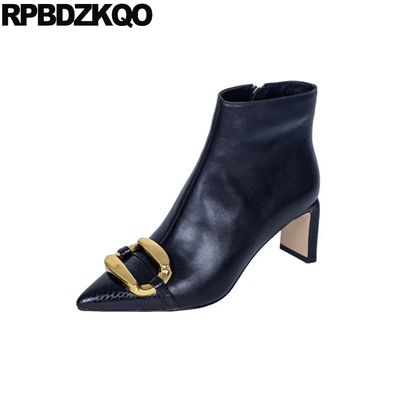 Designer Shoes Women Luxury 2021 Ankle Zip Up Brand Booties Snake High Heel Snakeskin Chunky New Green Pointed Toe Boots Metal | Обувь