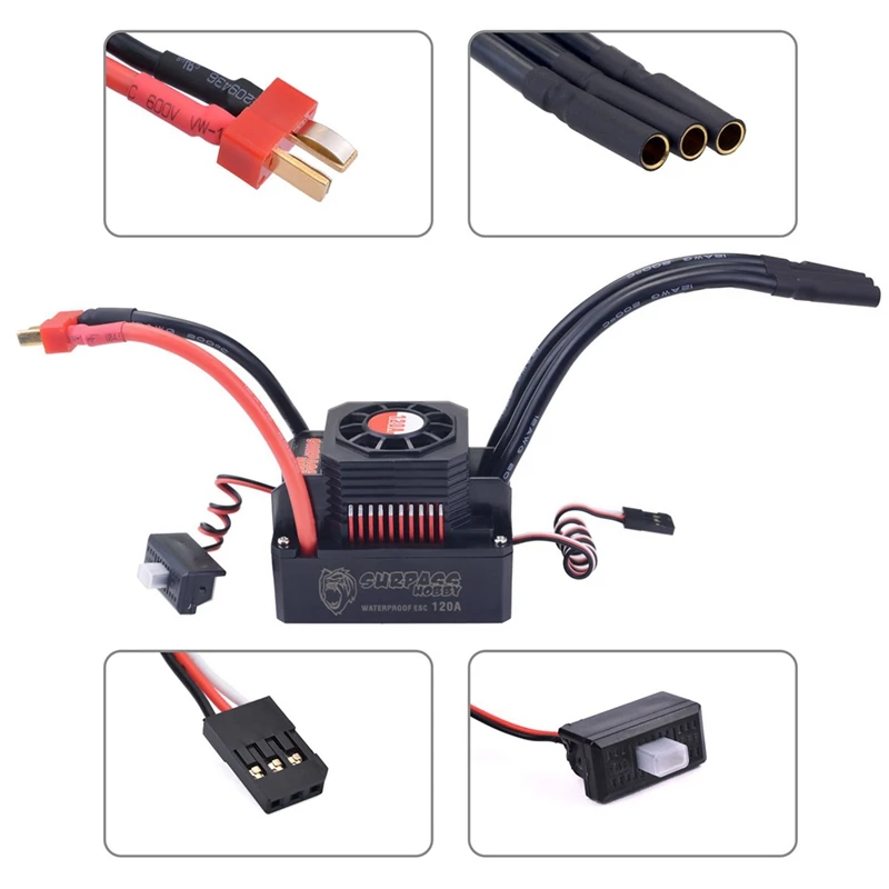

Surpass Hobby Kk Waterproof Esc Brushless Motor 3674 2250Kv with 120a Esc Heat Sink for 1/10 1/8 Tamiya Axial Rc Car