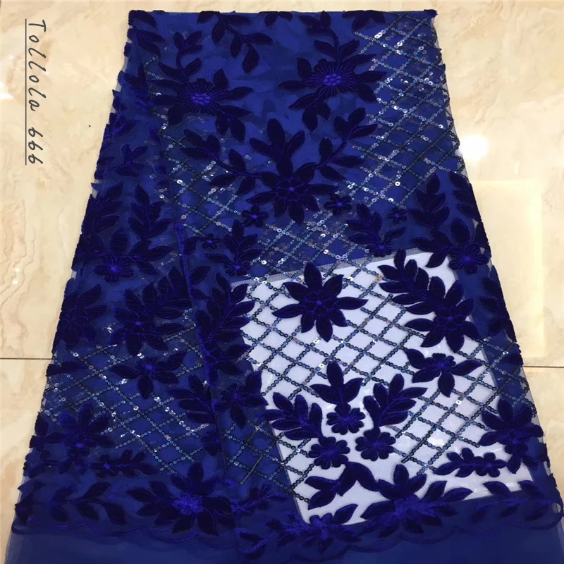 Нигерийская кружевная ткань 2019 Высококачественная бархатная с блестками фатин