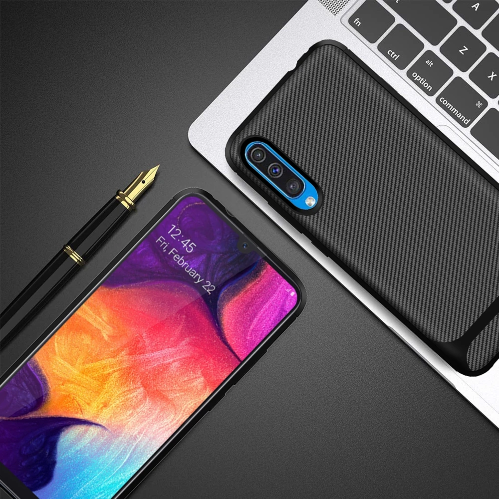 A50 A70 чехол для Etui samsung Galaxy A10S A20S M30S A20E A71 A30 A40 Роскошный из углеродного волокна