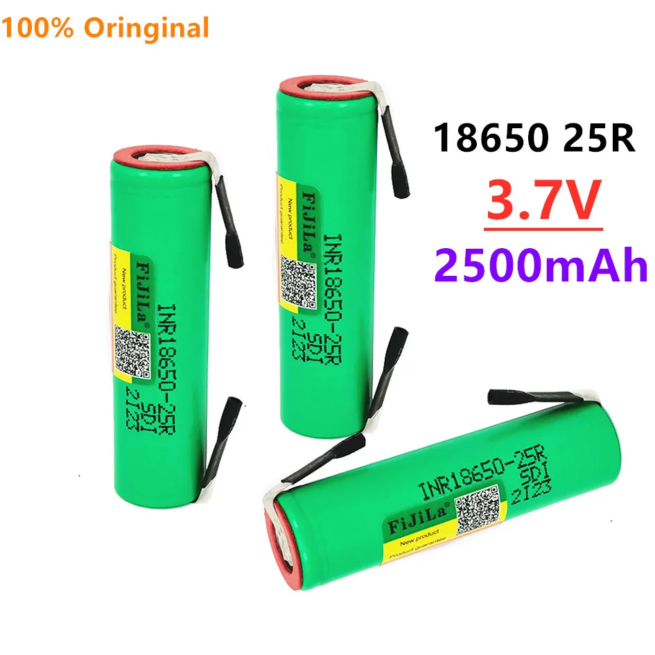 2/3/4/6/10/20 PCS 100% Original For 18650 2500mah battery INR18650 25R 20A discharge lithium batteries+ DIY Nickel | Электроника