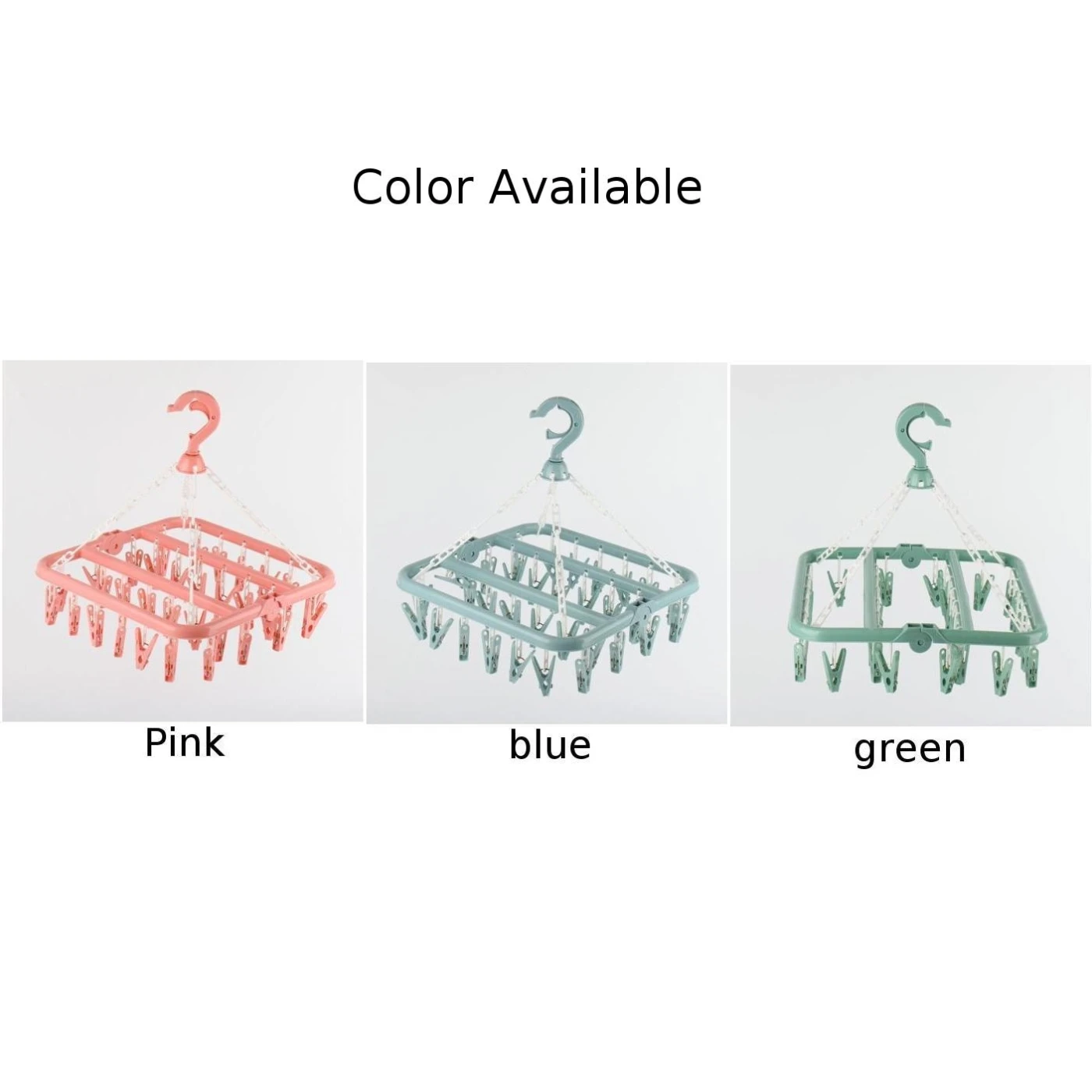 

Household Folding Clip Hanger With 32 Drying Clips, Multifunctional Drying Rack 360° Rotatable Clip Hangers Hanging Design