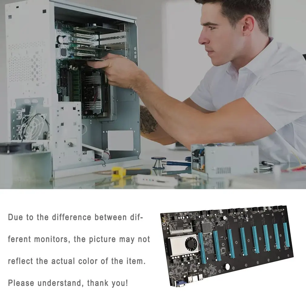 

BTC-S37 Miner Motherboard CPU Set 8 Video Card Slot DDR3 Memory Integrated VGA Interface Low Power Consumption