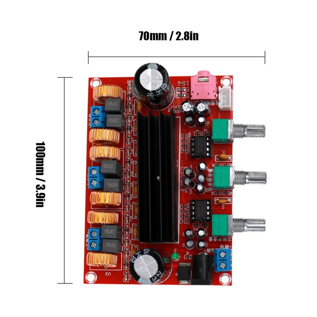 Xh-M139 2.1 Channel Digital Power Amplifier Board 12V-24V Wide Voltage Tpa3116D2 2*50W+100W | Электроника