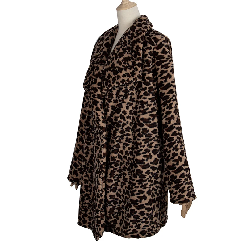 

Elegant Faux Fur Coat Women 2020 Autumn Winter Warm Soft Leopard Print Fur Jacket Female Plush Overcoat Casual Teddy Outwear