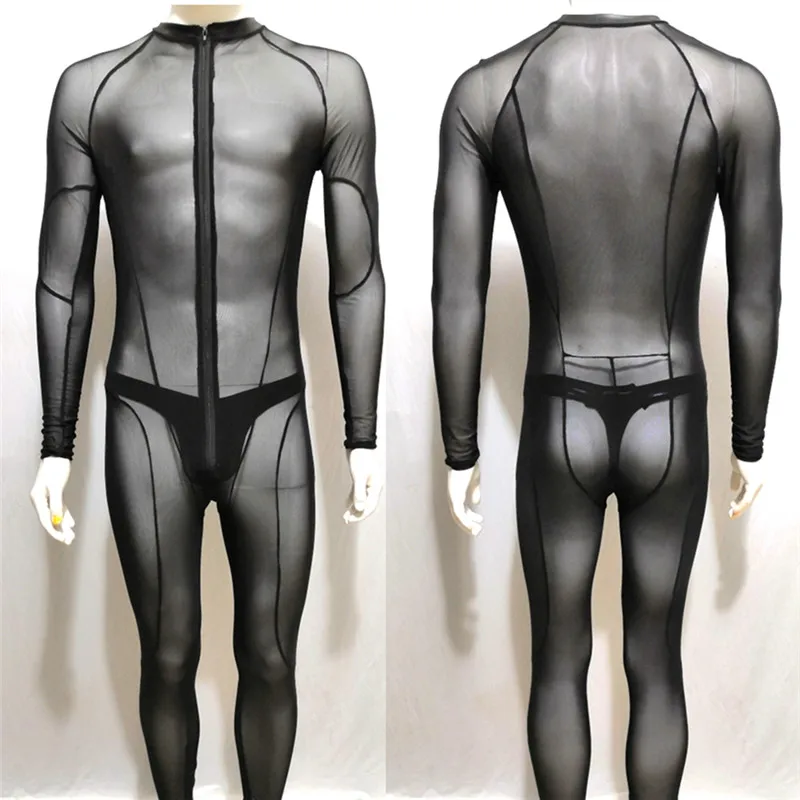 

Sexy Man Mesh Catsuit Bodysuit Black Transparent Erotic Lingerie Bodysuits Body Wear One Piece Jumpsuit Sexy Lingerie Bodysuit