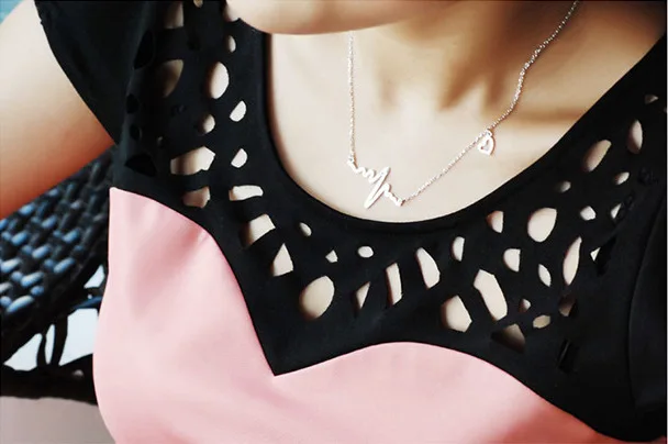 

South Korea Love Heart Shaped Titanium Necklace Imitation Ecg Heart Pendant Chain Winnings Jewelry Wholesale Female Clavicle