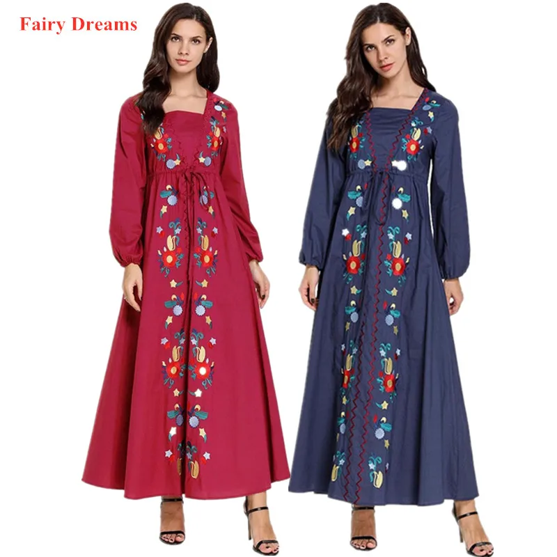 Женская мусульманская одежда мусульманское платье Дубайский кафтан красный