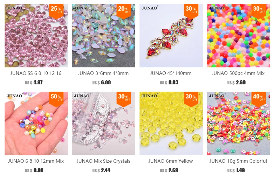 JUNAO ss 6, 8, 10, 12, 16, 20 разных размеров, стразы из стекла AB для украшения ногтей, камни с плоской задней поверхностью и клей для кристаллов со стразами
