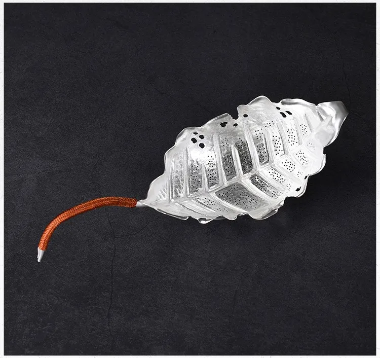 

Pure Silver Handmade Tea Drain Personality Mulberry Leaf Tea Strainer Kung Fu Tea Set Tea Ceremony Accessories Silverware 49g