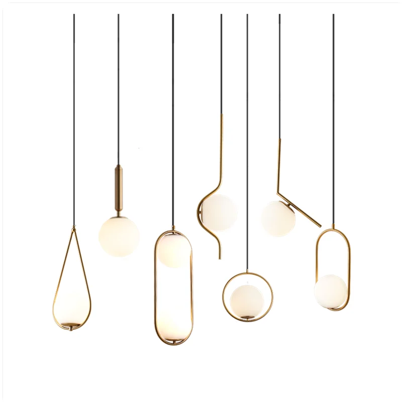 Скандинавский золотой черный металлический светодиодный подвесной светильник