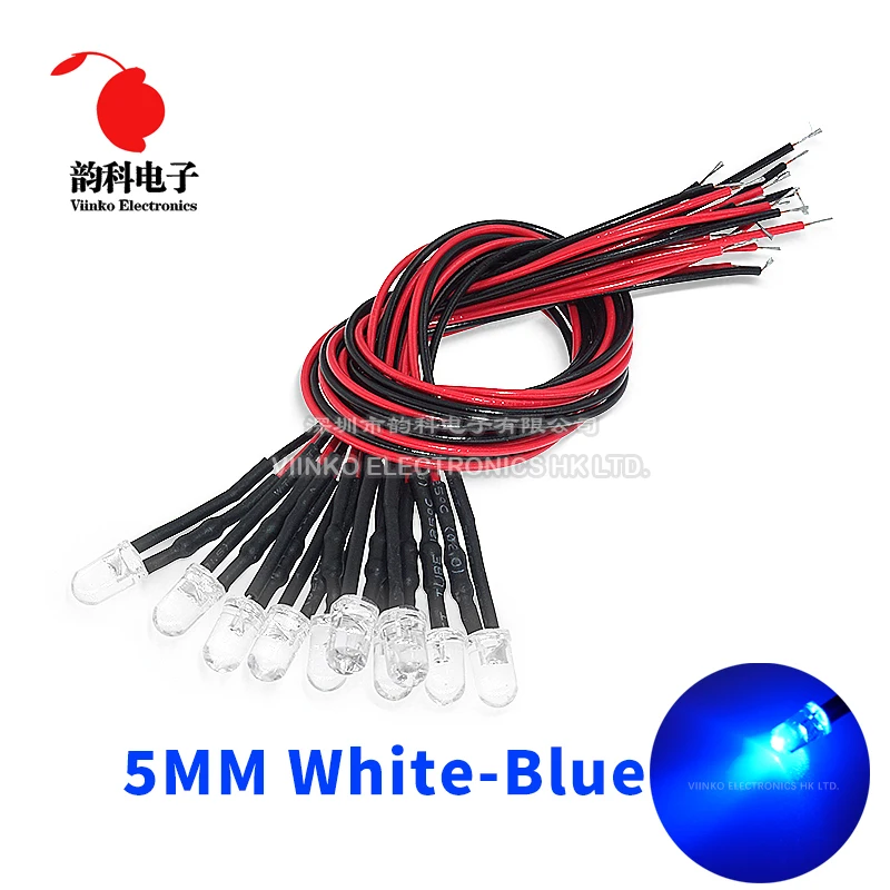 10PCS 5mm LED 12V 20cm Pre-wired White Red Green Blue Yellow UV RGB Diode Lamp Decoration Light Emitting Diodes Pre-soldered - купить по