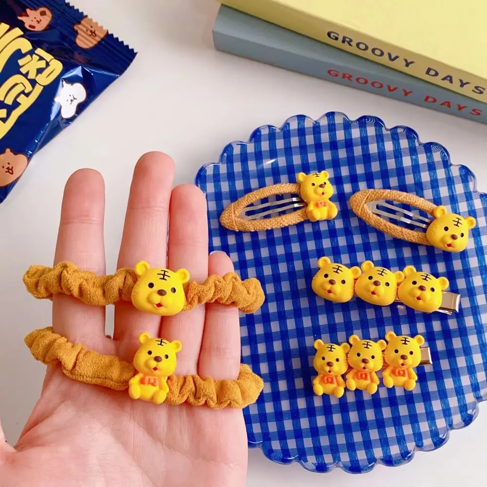 

New Cute Cartoon Tiger Baby Girls Hairpins Rubber Band Girls Kids Sweet Hair Clips Bow Hair Accessions