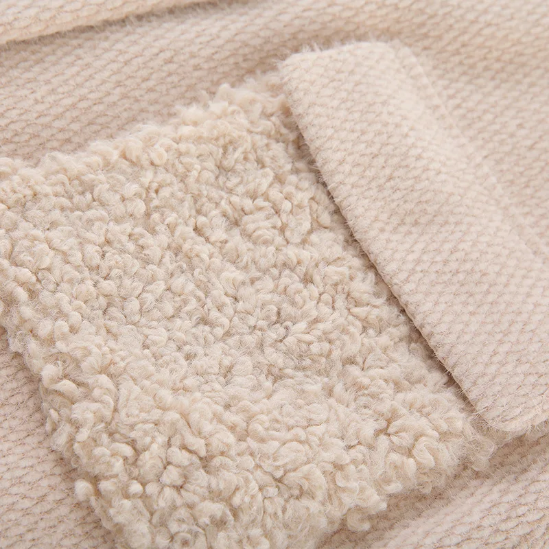 

2020 Winter Lamb Fur Lapel Slim And Warm Sheryl Velvet Coat Women Mid-Length Woolen Coat