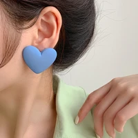 new temperament korean fashion candy color love stud earrings peach heart cute earrings for women acrylic jewelry