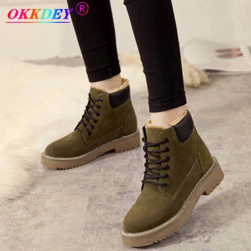 

2021 Winter New Martin Boots Snow Boots Ankle Platform Shoes Women's Fashion Laces Non-slip Plush Warmth BotasZapatos De Mujer