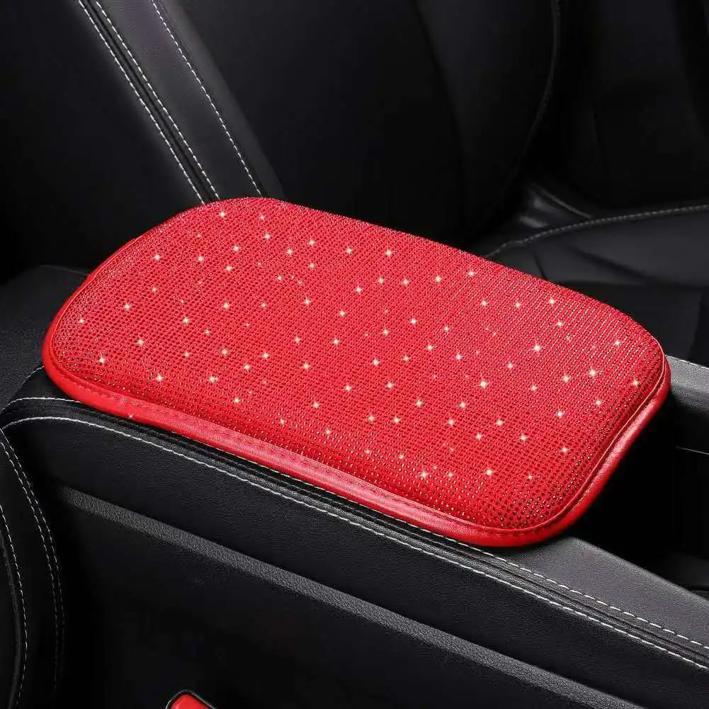 

Car Armrest Box Cushion Creative Design Color Crystal Armrest Anti Slip Protective Cover Fashion Decoration Auto Accessories