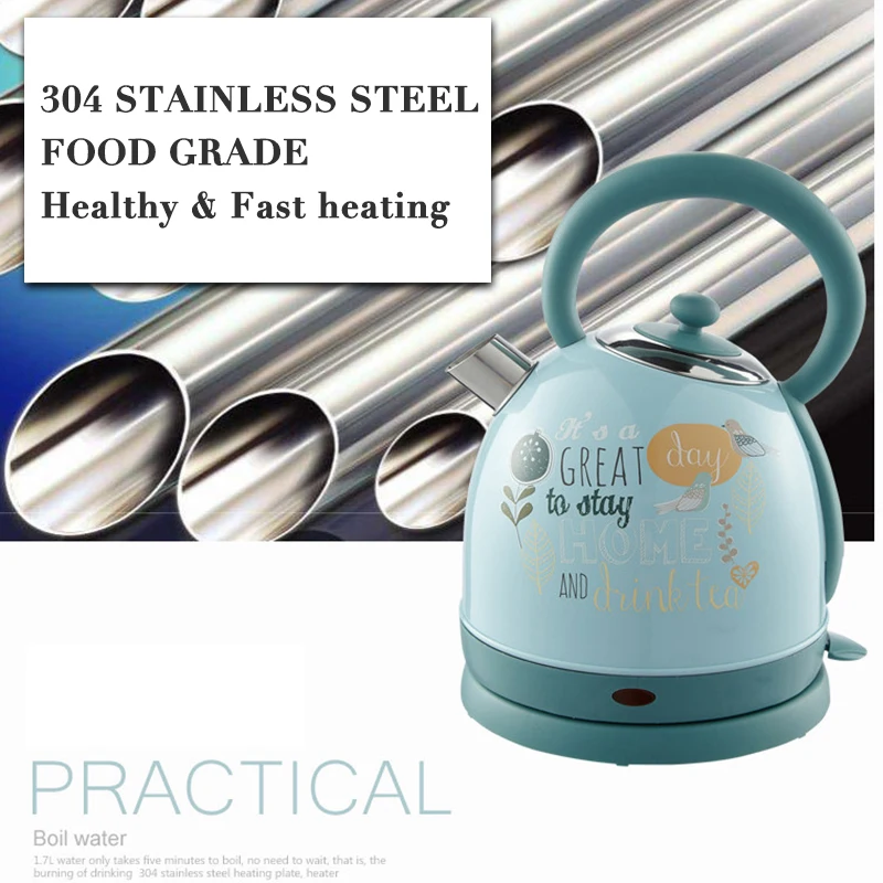 vintage british style electric kettle 304 stainless steel quick burning water boiler hot water pot household kitchen appliances free global shipping