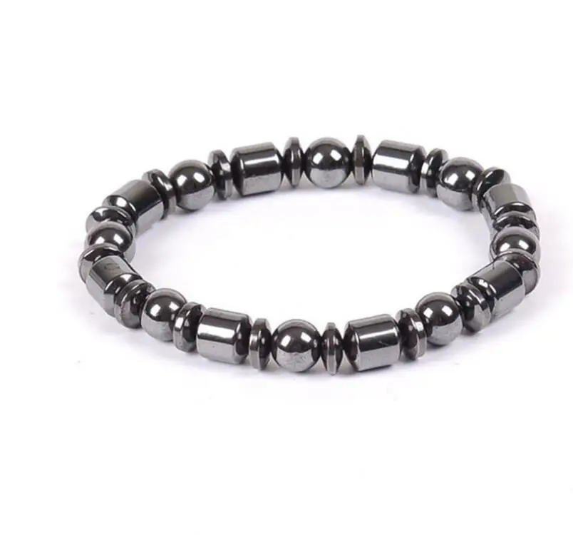 919 Weight Loss Round Black Stone Magnetic Therapy Bracelet For Women Men Health Care Hematite Stretch Bracelets | Украшения и
