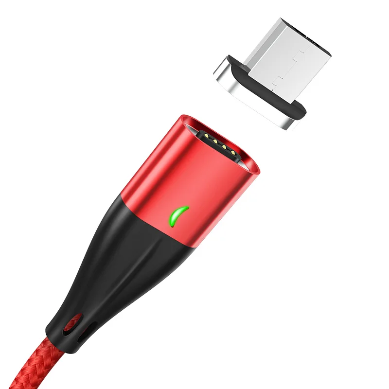 Магнитный кабель TOPK 3A для быстрой зарядки, кабель Micro USB для мобильного телефона и кабель usb type-C для iPhone, samsung, Xiaomi, huawei, htc, LG - Цвет: Red Cable