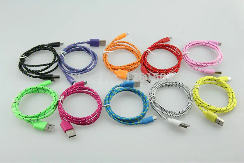 500 шт. тканевый плетеный провод Micro USB кабель 1 м 3 фута нейлоновый тканый V8 зарядный