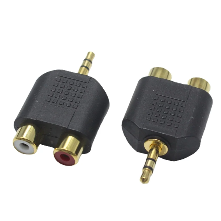 

4 шт. Позолоченные 3,5 мм 3-Полюсные штекеры к RCA гнездовому разъему 3,5 аудио разъем 2 в 1 стерео гарнитура двойная дорожка наушники