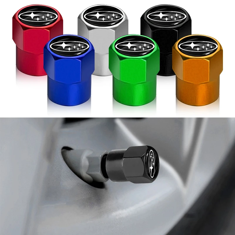 

4pcs Car Tire Wheel Valve Stem Caps Aluminum Accessories for Subaru Forester Impreza XV BRZ Outback STI GT WRX Auto Styling