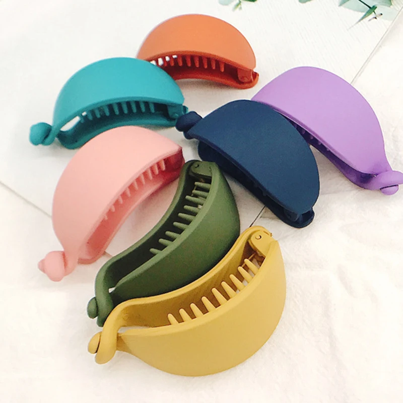 

Hot Sale Simple Ladies Frosted Banana Clip Ladies Temperament Solid Color Ponytail Clip Sweet Girl Retro Hair Accessories