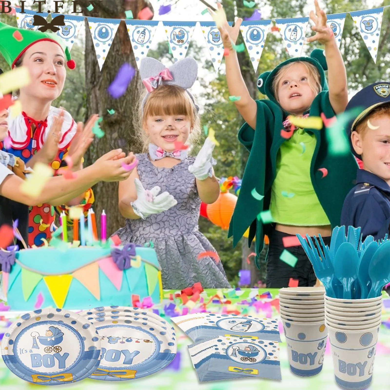 Набор посуды для вечеринки в честь рождения мальчика или девочки|Украшения