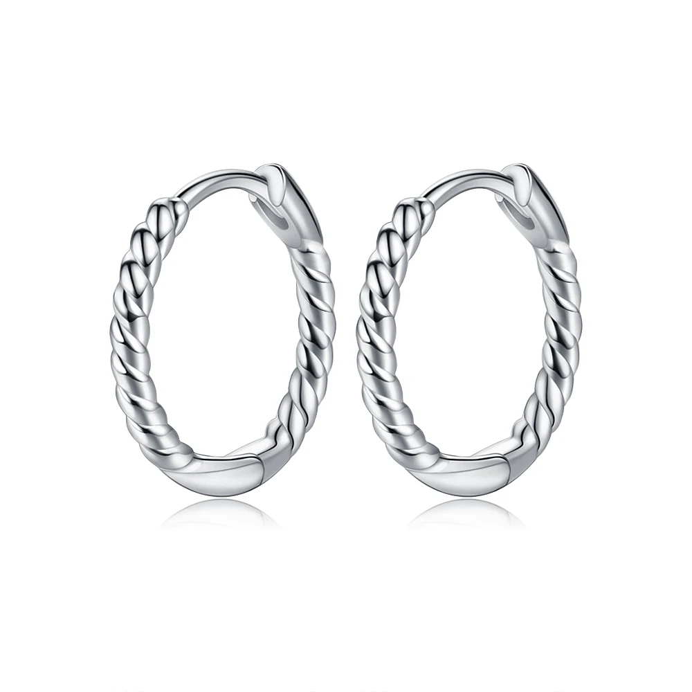 

SILVERHOO 925 Sterling Silver Hoop Earrings For Women Minimalist Weaving Geometric Design Anniversary Fine Jewelry New Arrival
