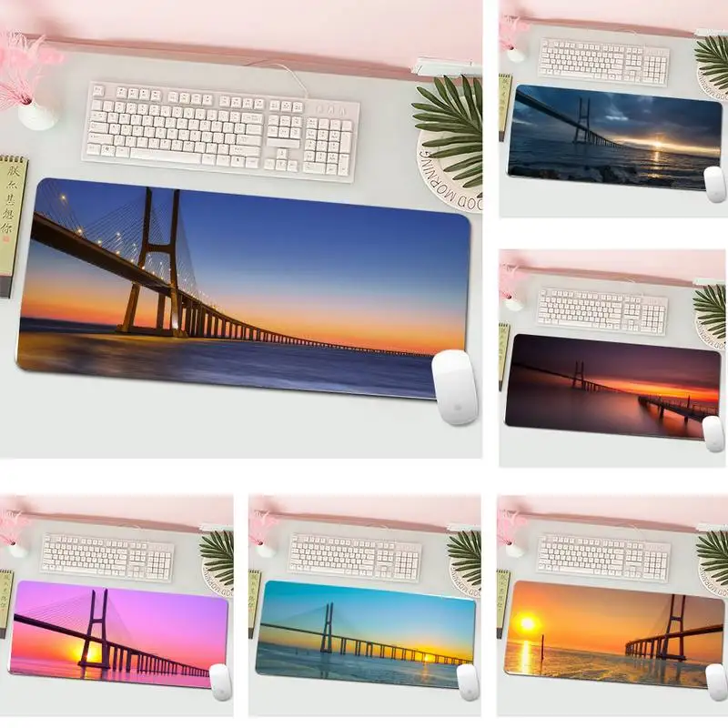 

Vasco da Gama Bridge Natural Rubber Gaming mousepad Desk Mat L Large Gamer Keyboard PC Desk Mat Computer Tablet Gaming Mouse Pad