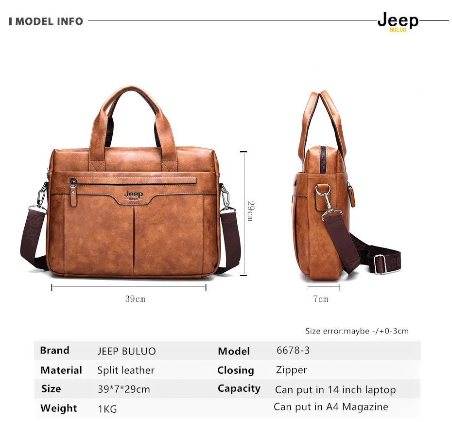 JEEP BULUO, высокое качество, дорожная сумка для мужчин, деловой портфель, сумка, спилок, кожа, 14 дюймов, сумки для ноутбука, Новые поступления
