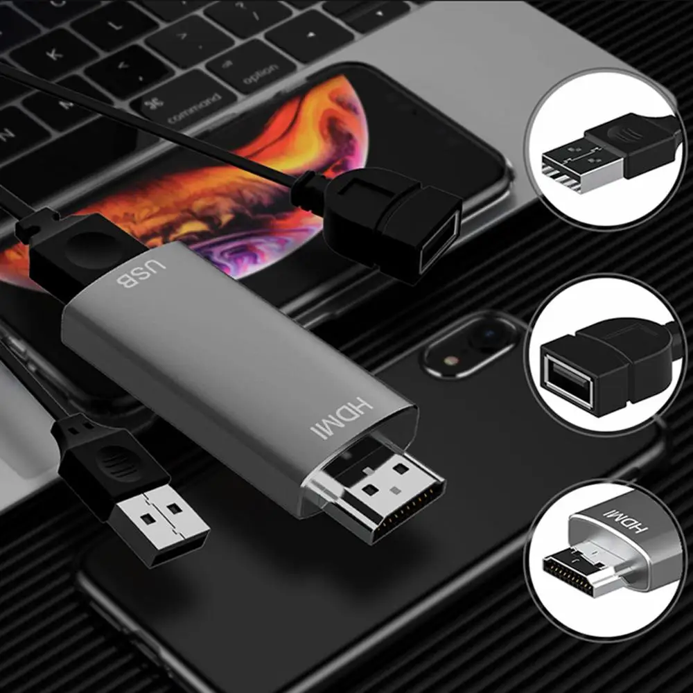 Male-female USB C Micro-USB к HDMI 4K кабель HDTV TV Цифровой AV адаптер для Samsung аудио/видео кабели #808