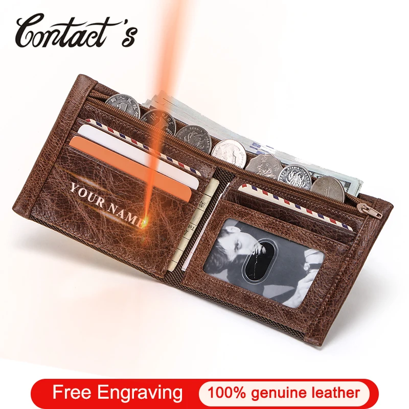 Контакта Бесплатная гравировка 100% из натуральной кожи кошелек Для мужчин в стиле
