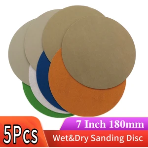 Водонепроницаемые шлифовальные диски с крючками, 5 шт., 7 дюймов, 180 мм, наждачная бумага из карбида кремния с влажнойсухой 3000 до 10000 Грит для полировки